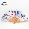 Custom printed wooden nylon fabric hand fan for event